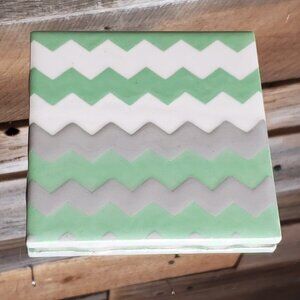 Chevron Kitchen Tile - 4x4 - Mint Green  Gray, white.